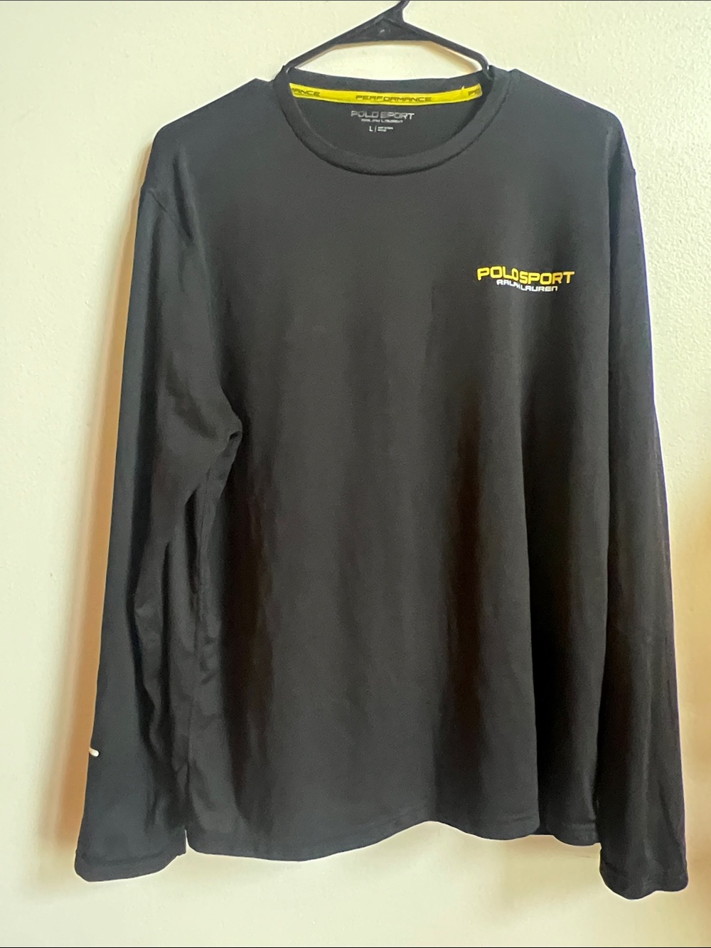 Polo Ralph Lauren Black Long-Sleeve Tee with Yellow Polo Sport Logo